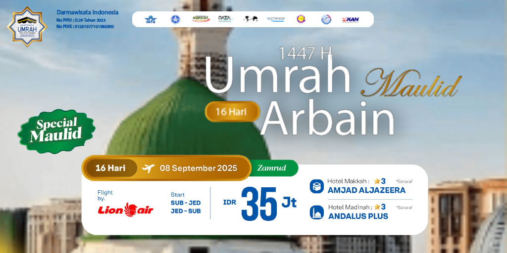 Biaya Umroh Surabaya 16 hari Keberangkataan 8 September 2025