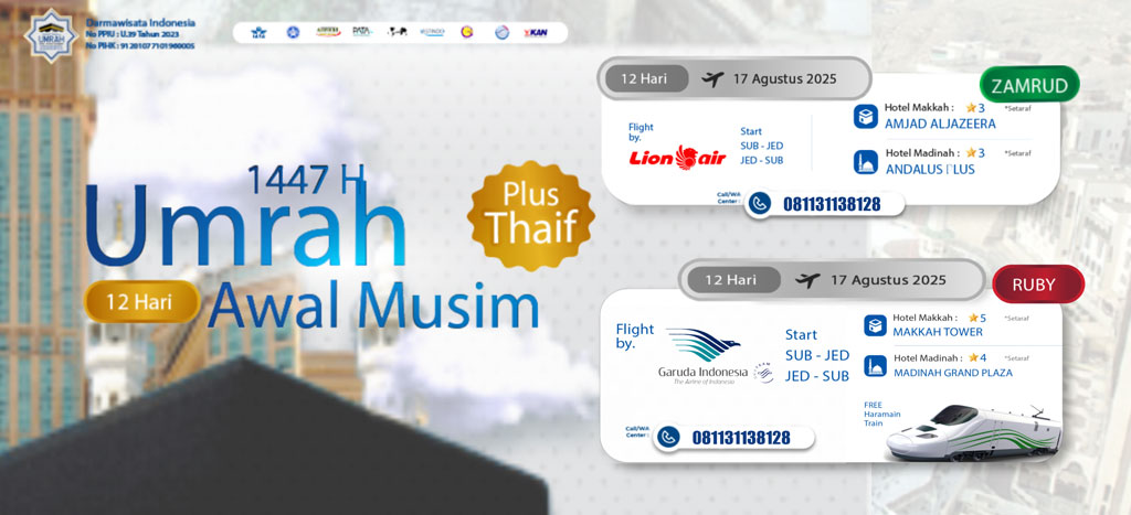 Paket Umroh Surabaya Awal Musim Agustus 12 Hari 1447 H